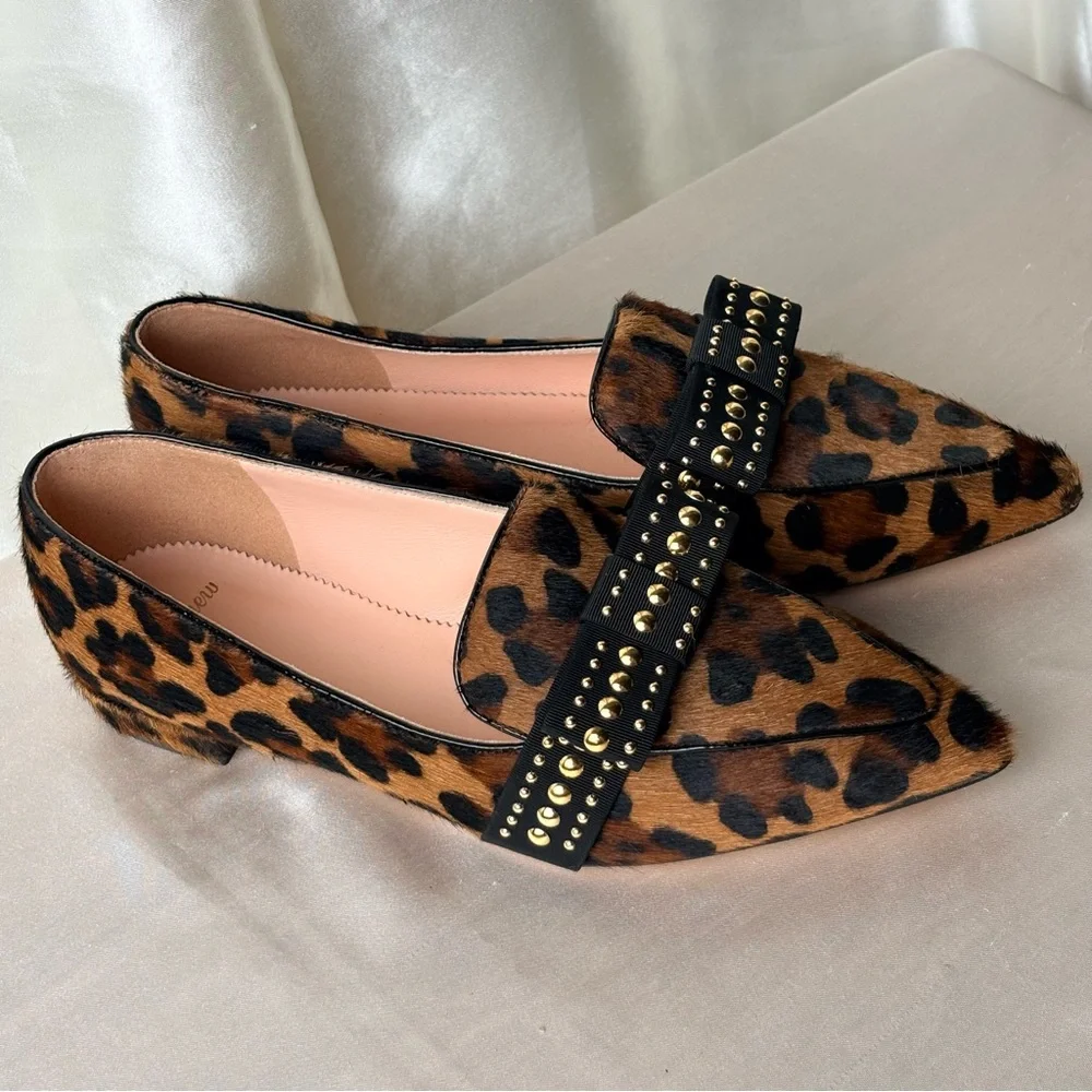 J Crew Calf Fur Leopard Print Flats- 6.5 - Picture 1 of 9